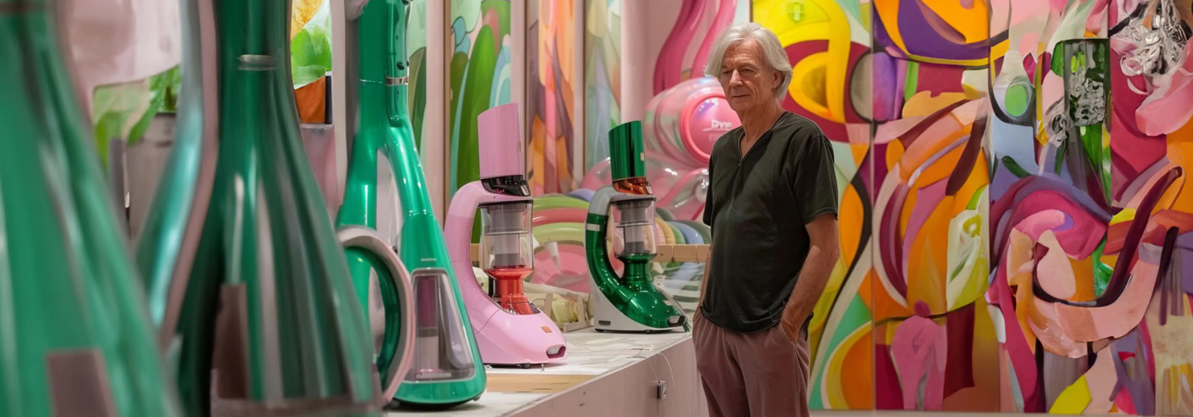 James Dyson schaut auf Prototypen