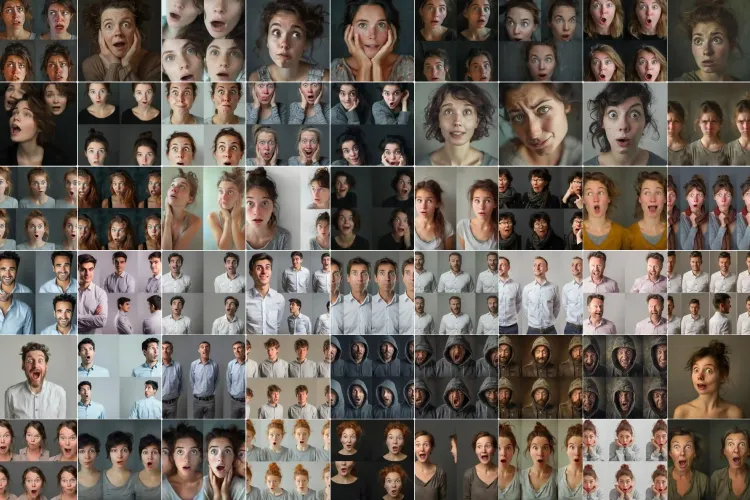 Collage mit verschiedenen Gesichtsatsdrücken