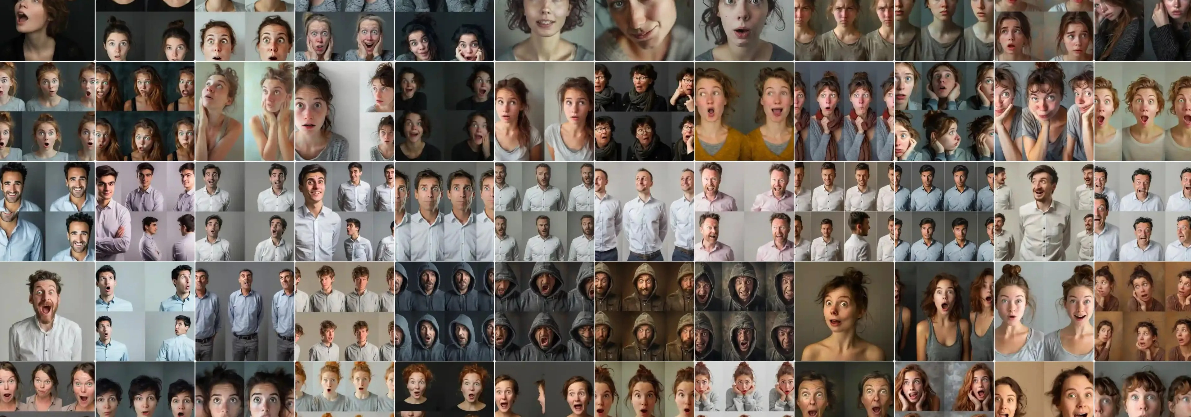 Collage mit verschiedenen Gesichtsatsdrücken