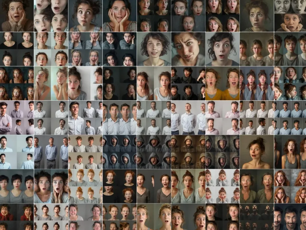 Collage mit verschiedenen Gesichtsatsdrücken