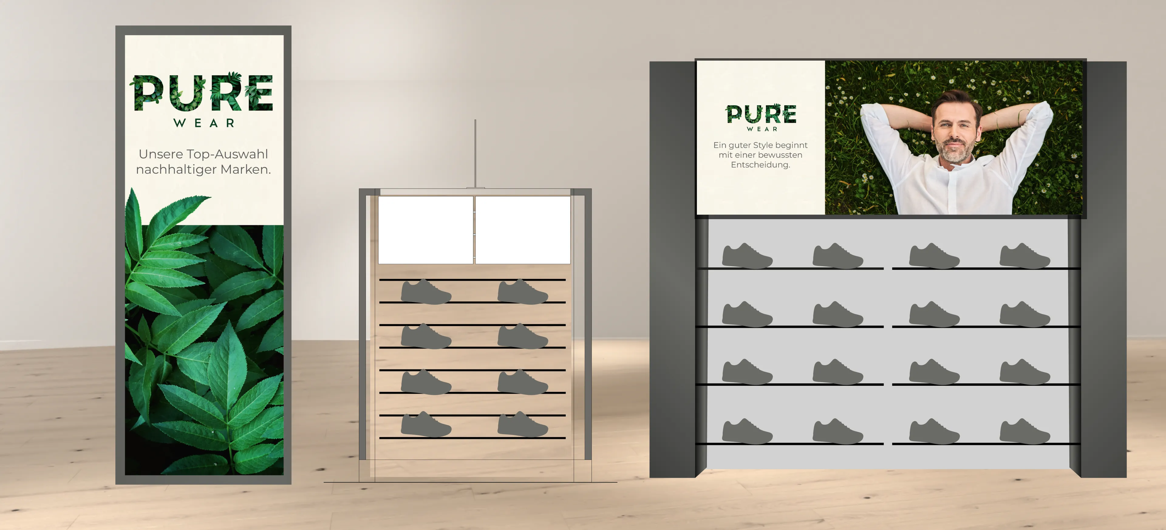 Mockup Schuhregale mit POS